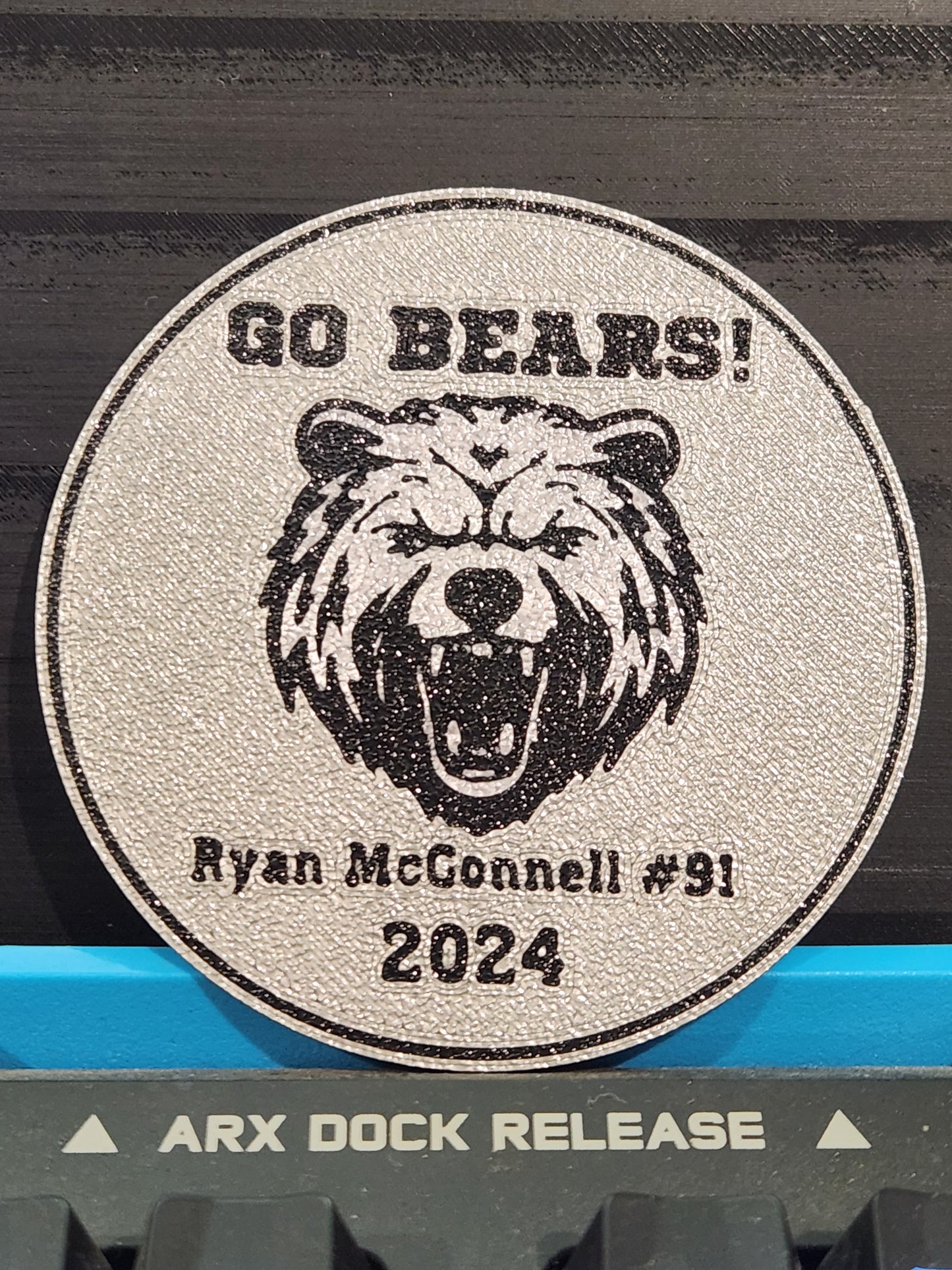 "Go Bears" Custom Wall Mount with name, number, and year